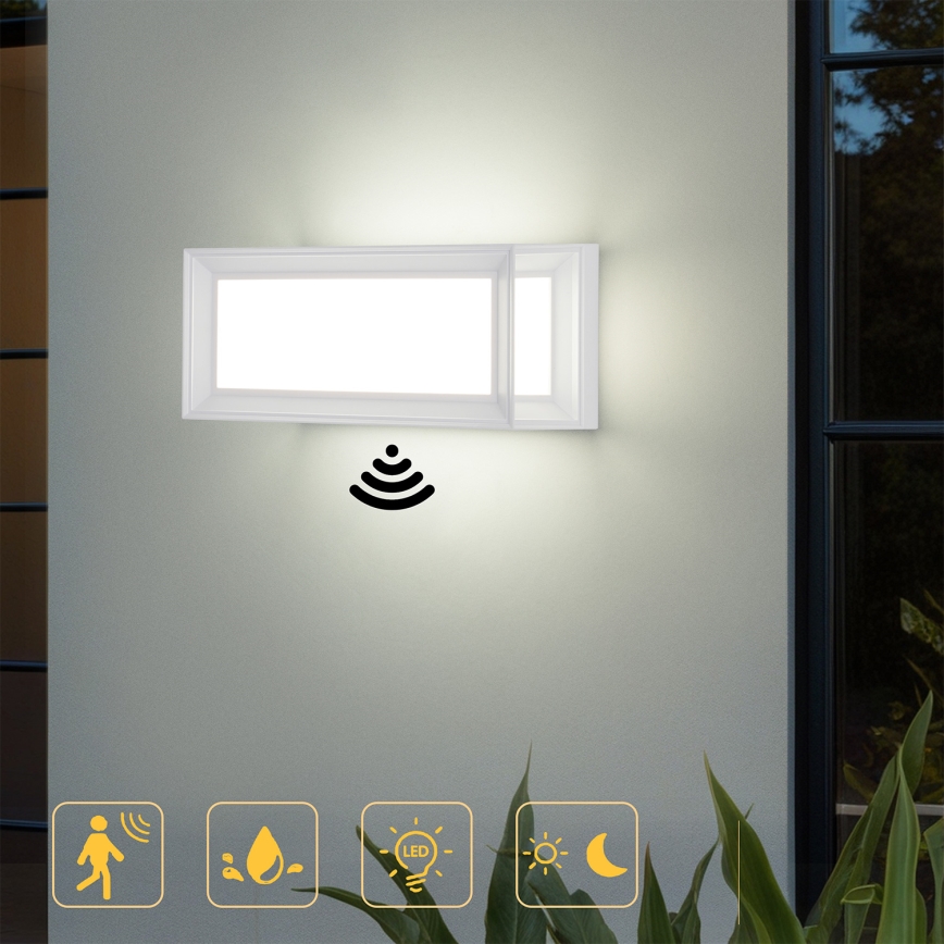 Brilagi - LED zunanja stenska svetilka s senzorjem PARKER LED/12W/230V bela IP44