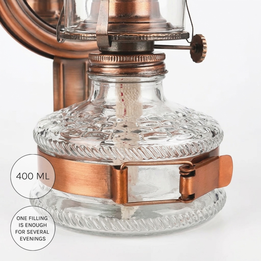 Brilagi - Petrolejska lampa z ogledalom MERLIN bronasta/patina