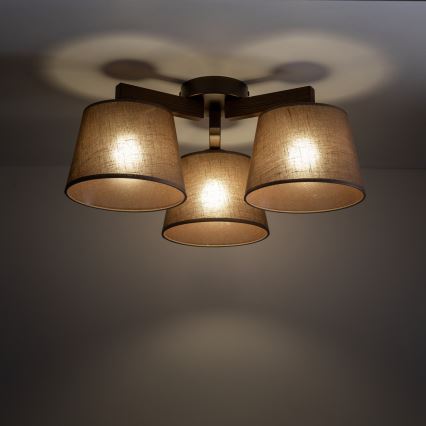 Brilagi - Površinsko montiran lestenec LATTE 3xE27/60W/230V borovina/rjava