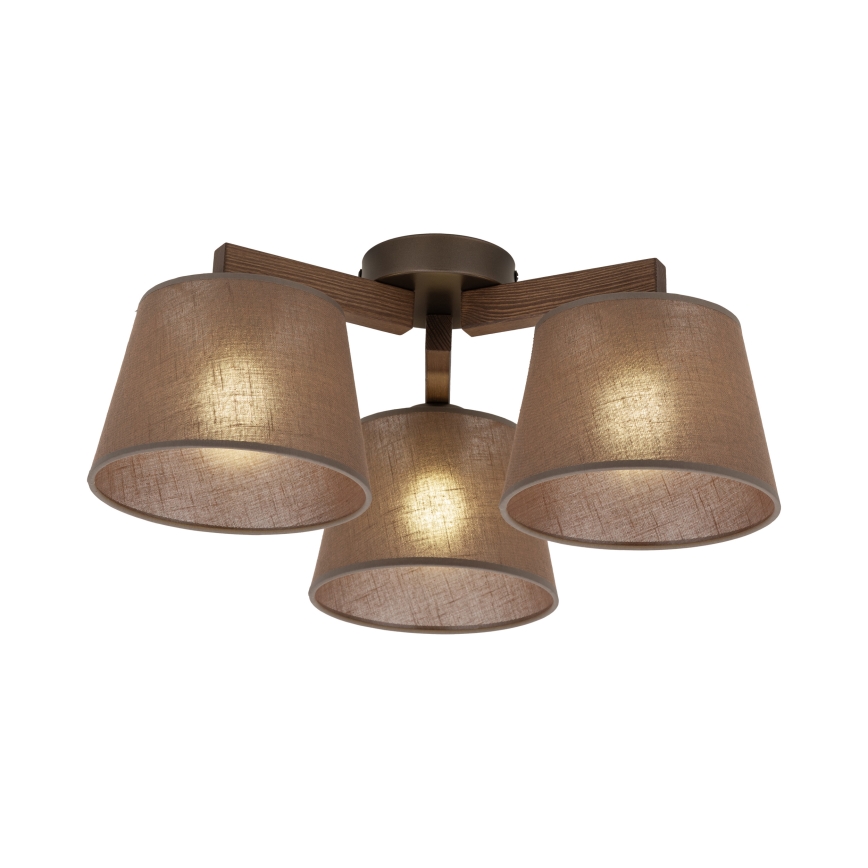 Brilagi - Površinsko montiran lestenec LATTE 3xE27/60W/230V borovina/rjava