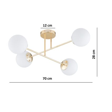 Brilagi - Površinsko pritrjen lestenec MILO 4xE27/60W/230V v zlati barvi