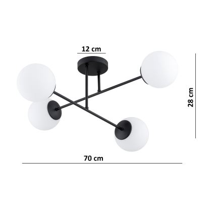 Brilagi - Površinsko pritrjen stropni lestenec MILO 4xE27/60W/230V črn