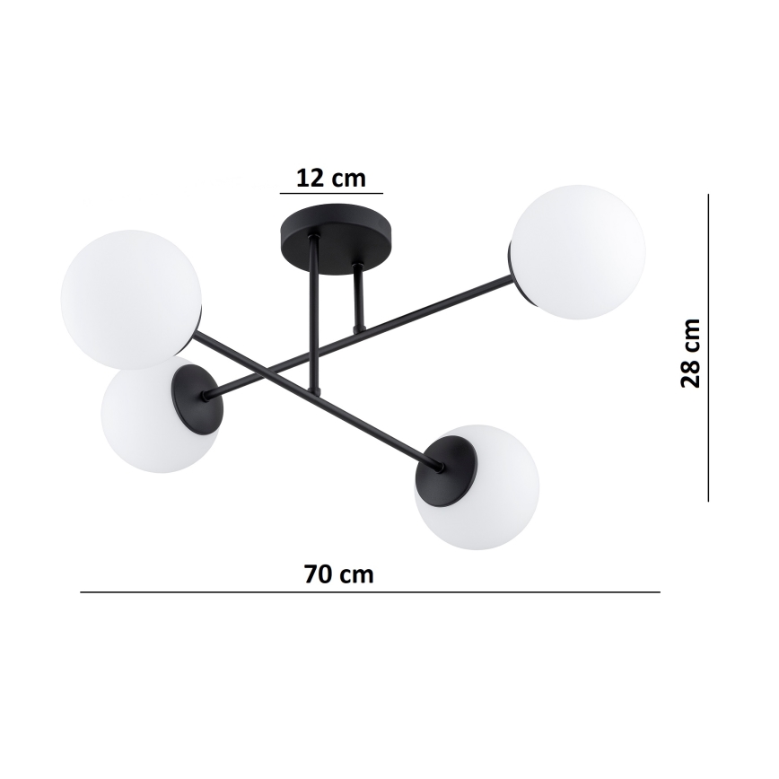 Brilagi - Površinsko pritrjen stropni lestenec MILO 4xE27/60W/230V črn