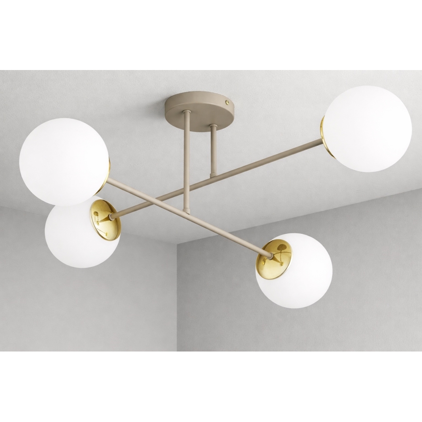 Brilagi - Površinsko pritrjen stropni lestenec MILO ECRU 4xE27/60W/230V bež/zlata