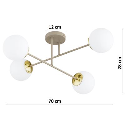 Brilagi - Površinsko pritrjen stropni lestenec MILO ECRU 4xE27/60W/230V bež/zlata