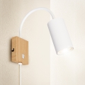 Brilagi - Prilagodljiva stenska svetilka s stikalom SELE 1xGU10/30W/230V bela/dekor hrasta