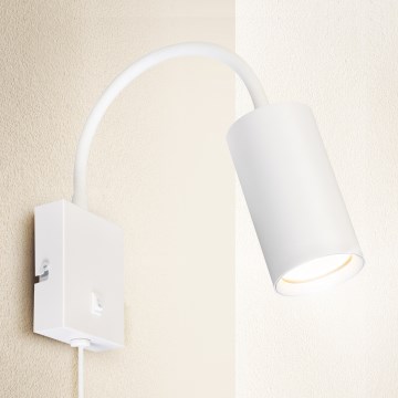 Brilagi - Prilagodljiva stenska svetilka s stikalom SELE 1xGU10/30W/230V bela