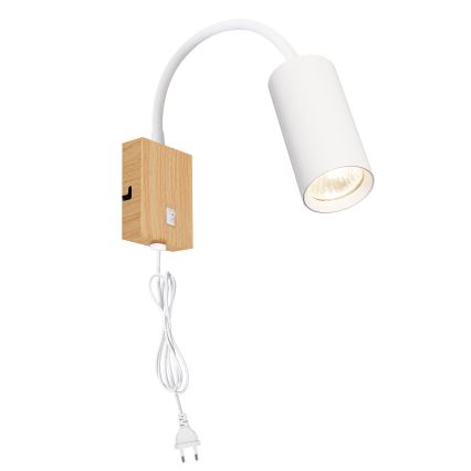 Brilagi - Prilagodljiva stenska svetilka s stikalom SELE 1xGU10/30W/230V bela/dekor hrasta
