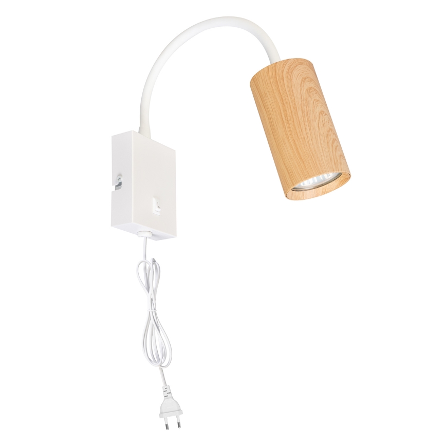 Brilagi - Fleksibilna stenska svetilka s stikalom SELE 1xGU10/30W/230V bela/dekor hrasta