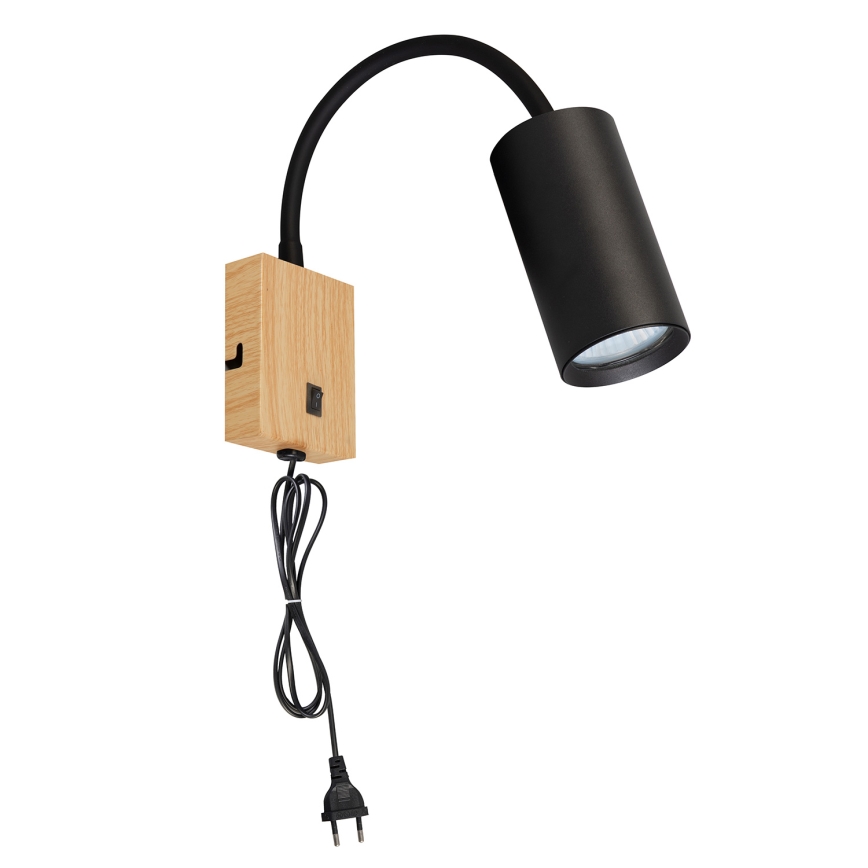 Brilagi - Prilagodljiva stenska svetilka s stikalom SELE 1xGU10/30W/230V črna/dekor hrasta