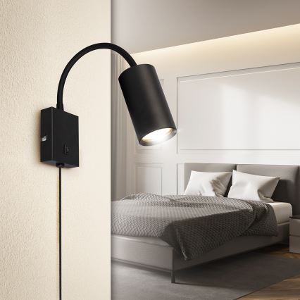 Brilagi - Prilagodljiva stenska svetilka SELE s stikalom 1xGU10/30W/230V črna