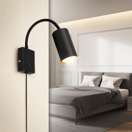 Brilagi - Prilagodljiva stenska svetilka s stikalom SELE 1xGU10/30W/230V črna/zlata