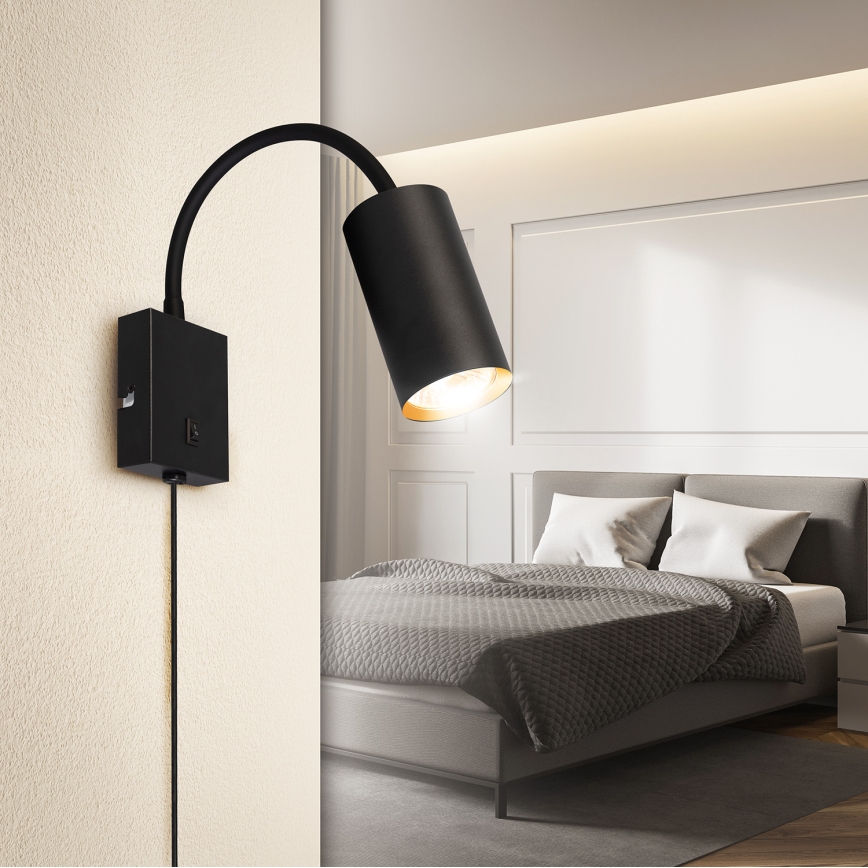Brilagi - Prilagodljiva stenska svetilka s stikalom SELE 1xGU10/30W/230V črna/zlata