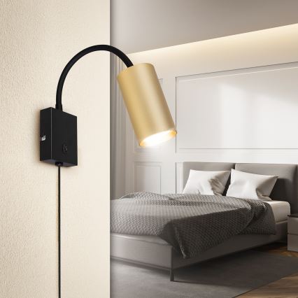 Brilagi - Prilagodljiva stenska svetilka s stikalom SELE 1xGU10/30W/230V črna/zlata