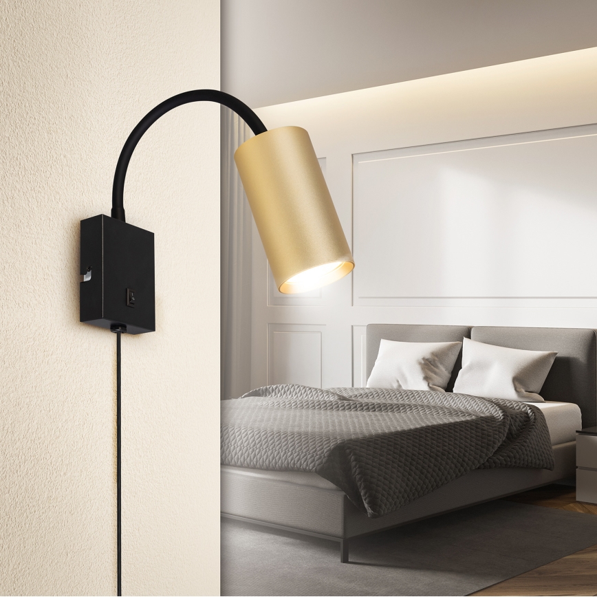 Brilagi - Prilagodljiva stenska svetilka s stikalom SELE 1xGU10/30W/230V črna/zlata