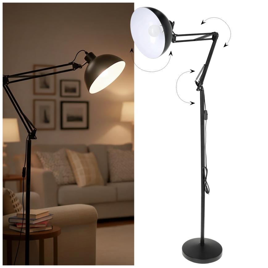 Brilagi - Prilagodljiva stoječa svetilka TASKER 1xE27/60W/230V 157 cm črna