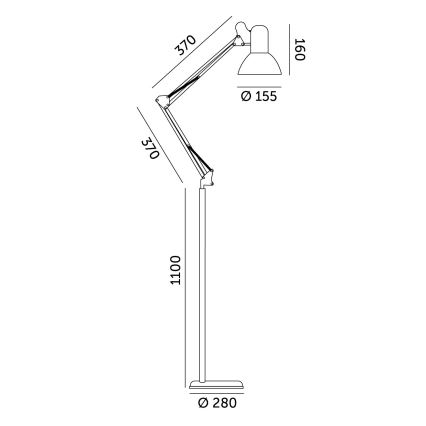 Brilagi - Prilagodljiva stoječa svetilka TASKER 1xE27/60W/230V 184 cm črna