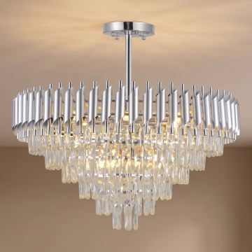 BRILAGI - Pritrdjen lestenec ECLIPSE 12xE14/10W/230V premer 78 cm srebrna