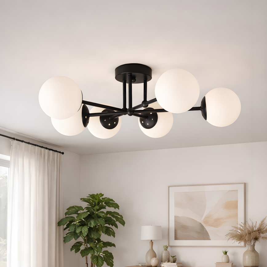 Brilagi - Pritrdjen lestenec MALIVA 6xE14/15W/230V črna/bela