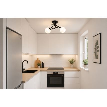 Brilagi - Pritrdjen lestenec MILO 2xE27/60W/230V črna