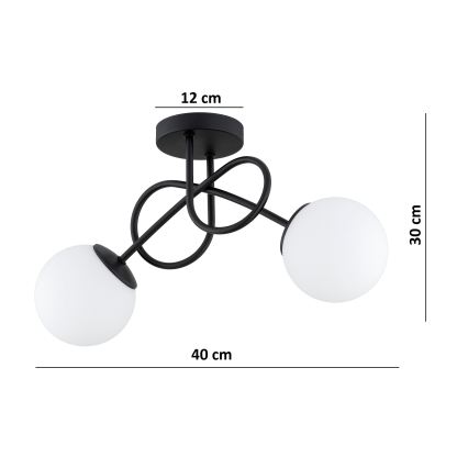 Brilagi - Pritrdjen lestenec MILO 2xE27/60W/230V črna
