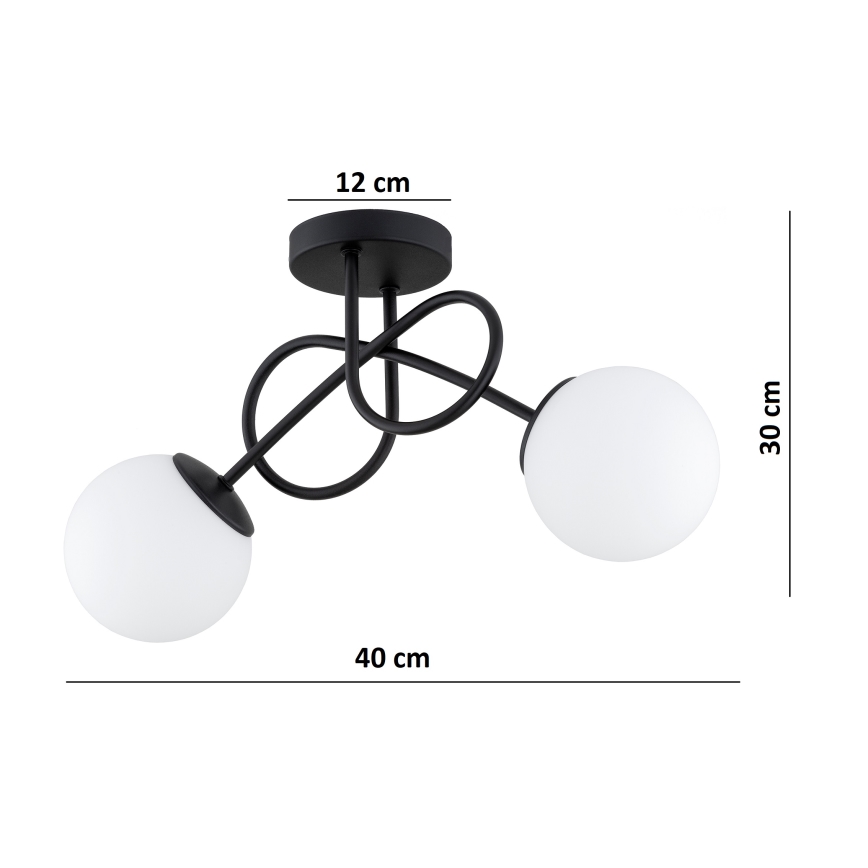 Brilagi - Pritrdjen lestenec MILO 2xE27/60W/230V črna