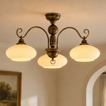 Brilagi - Pritrdjen lestenec MOLLERO 3xE27/15W/230V, premer 84 cm, bronza/patina