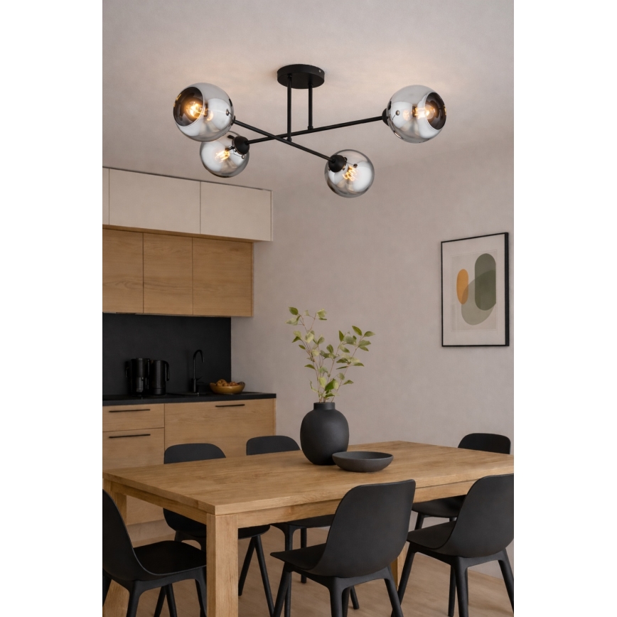 Brilagi - Pritrdjen stropni lestenec 4xE27/60W/230V črna/dimna siva