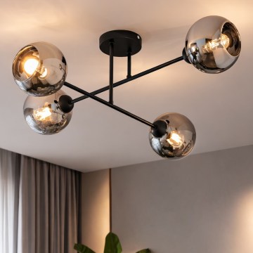 Brilagi - Pritrdjen stropni lestenec DIOR 4xE27/60W/230V črna/dimna siva