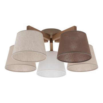 Brilagi - Pritrdjen stropni lestenec LATTE SABIA 5xE27/15W/230V borovica/mix