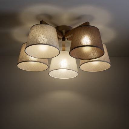 Brilagi - Pritrdjen stropni lestenec LATTE SABIA 5xE27/15W/230V borovica/mix