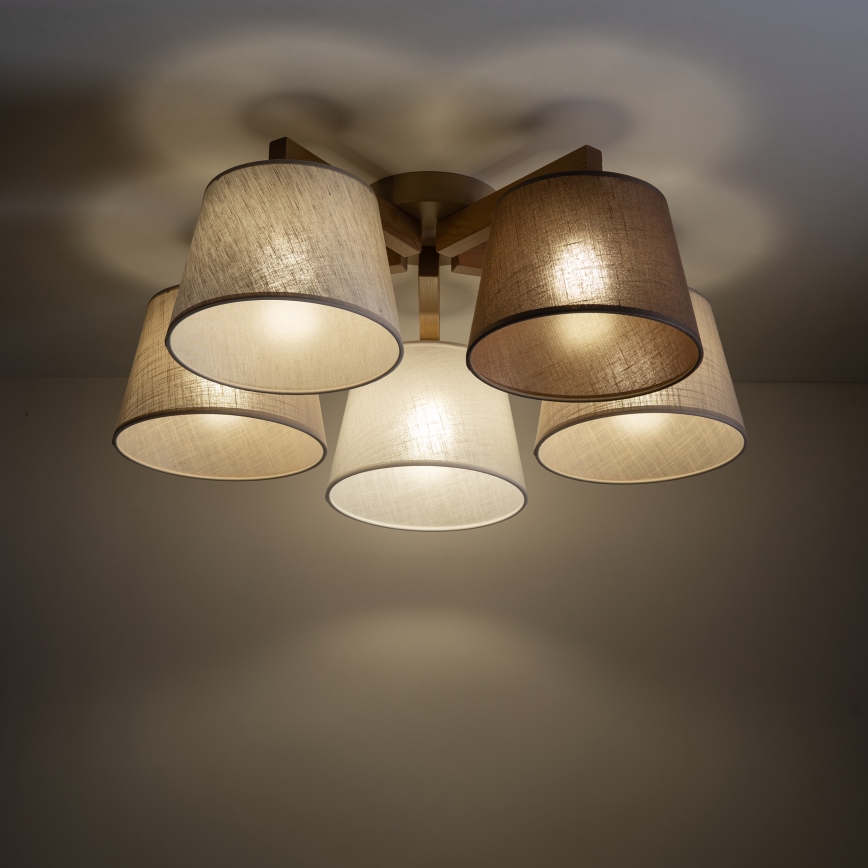 Brilagi - Pritrdjen stropni lestenec LATTE SABIA 5xE27/15W/230V borovica/mix