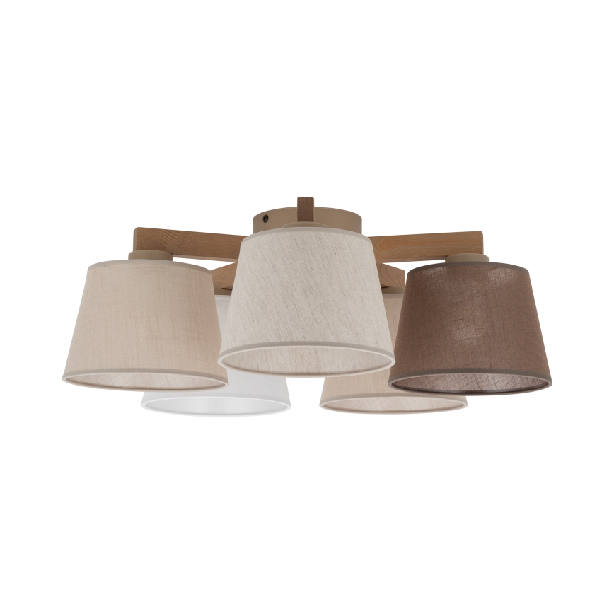 Brilagi - Pritrdjen stropni lestenec LATTE SABIA 5xE27/15W/230V borovica/mix