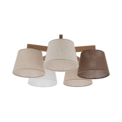 Brilagi - Pritrdjen stropni lestenec LATTE SABIA 5xE27/60W/230V borovica/mix