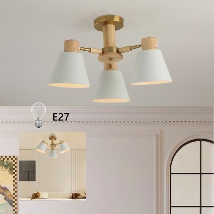 Brilagi - Pritrdjen stropni lestenec LUND WOOD 3xE27/40W/230V, premer 50 cm, les