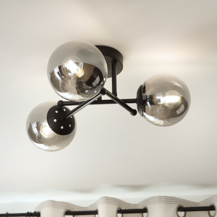 Brilagi - Pritrdjen stropni lestenec MALIVA 3xE14/15W/230V črna/dimna