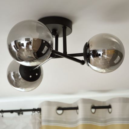 Brilagi - Pritrdjen stropni lestenec MALIVA 3xE14/15W/230V črna/dimna