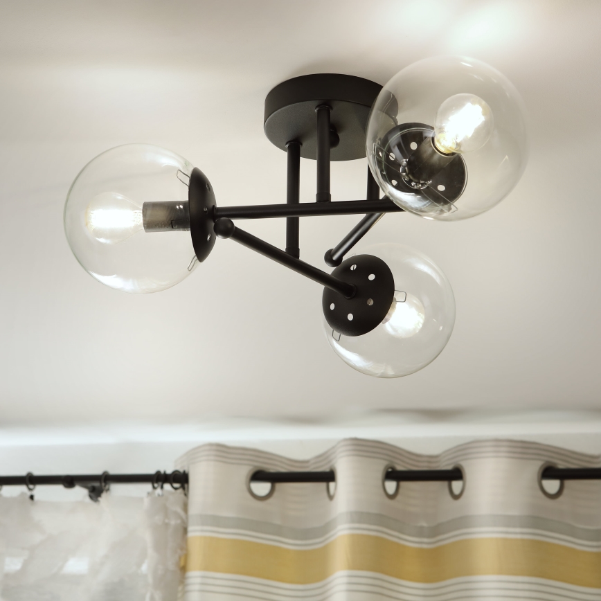 Brilagi - Pritrdjen stropni lestenec MALIVA 3xE14/15W/230V črna/prozorna