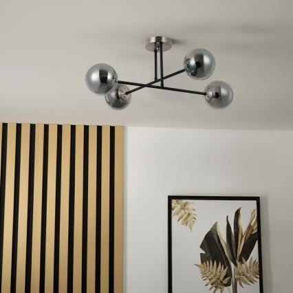 Brilagi - Pritrdjen stropni lestenec MALIVA 4xE14/15W/230V matni krom/dimno steklo