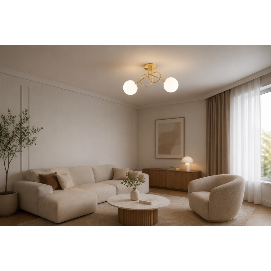 Brilagi - Pritrdjen stropni lestenec MILO 2xE27/60W/230V v zlati barvi