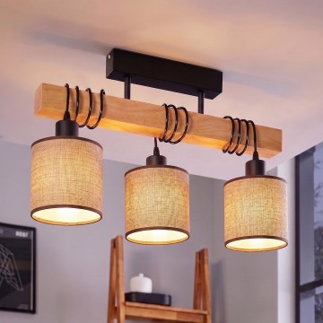 Brilagi - Pritrdjen stropni lestenec NUBILA 3xE27/60W/230V borovica/rjava