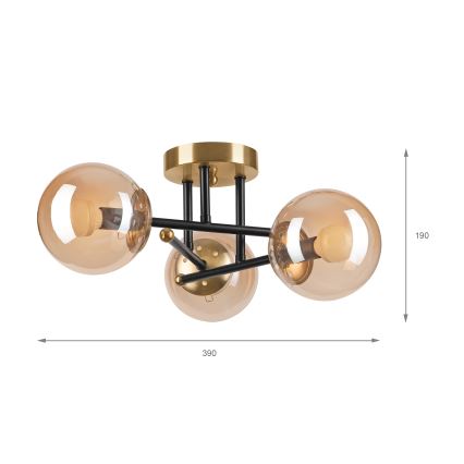Brilagi - Pritrdjena stropna svetilka MALIVA 3xE14/15W/230V zlata