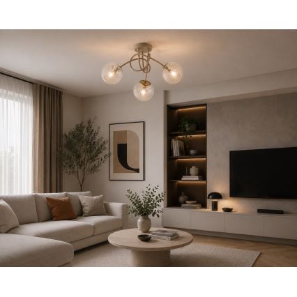 Brilagi - Pritrdjena stropna svetilka STELLA 3xE27/60W/230V bež/zlata