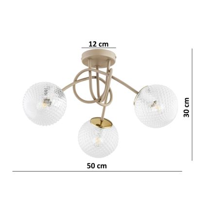Brilagi - Pritrdjena stropna svetilka STELLA 3xE27/60W/230V bež/zlata
