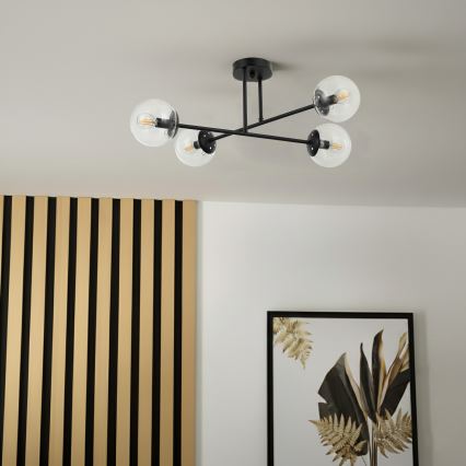 Brilagi - Pritrdjeni lestenec MALIVA 4xE14/15W/230V črna/prozorna