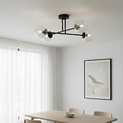 Brilagi - Pritrdjeni lestenec MALIVA 4xE14/15W/230V črna/prozorna