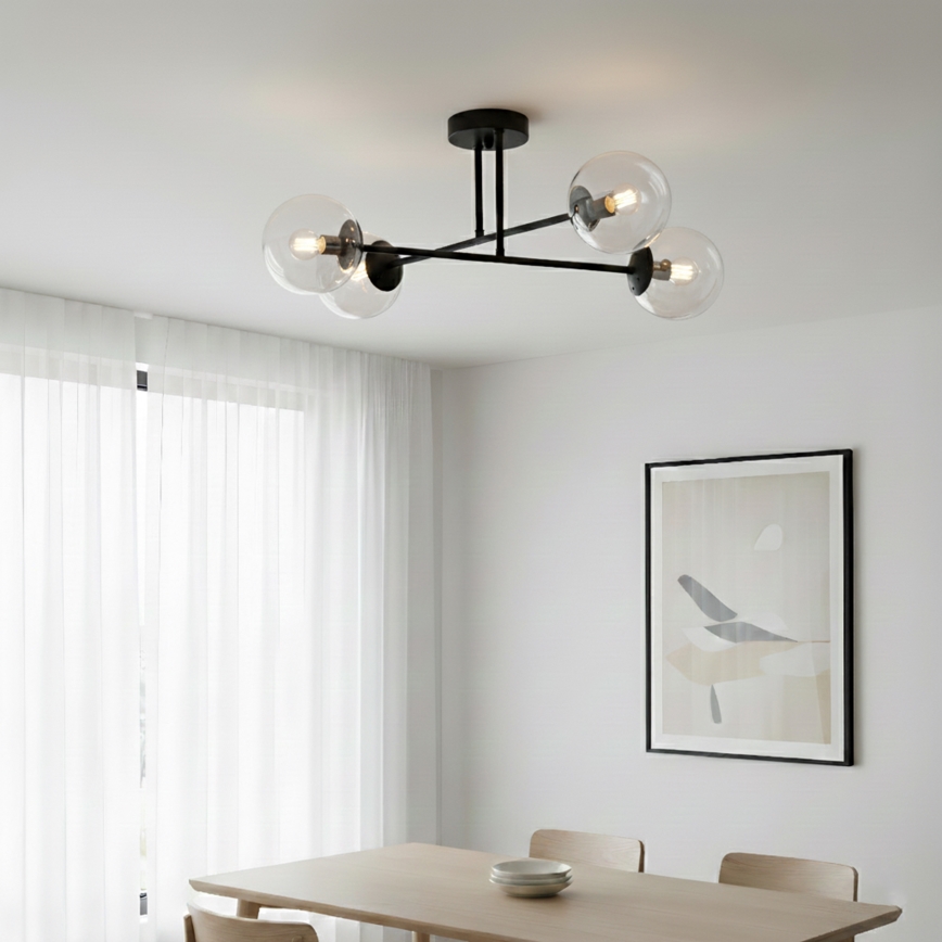 Brilagi - Pritrdjeni lestenec MALIVA 4xE14/15W/230V črna/prozorna