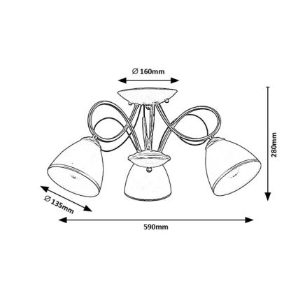 Brilagi - Pritrdljiv stropni lestenec FRED 3xE27/60W/230V, premer 59 cm, zlata