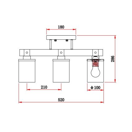 Brilagi - Pritrdljiv stropni lestenec VISTA 3xE27/60W/230V hrast