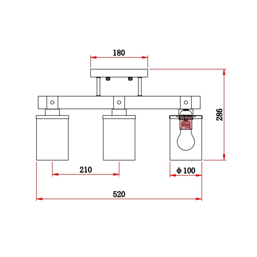 Brilagi - Pritrdljiv stropni lestenec VISTA 3xE27/60W/230V hrast